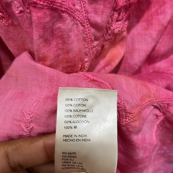 Anthropologie Pilcro Tie-Dye Pink Embroidered Button Down Shirt Sz S - Picture 6 of 6